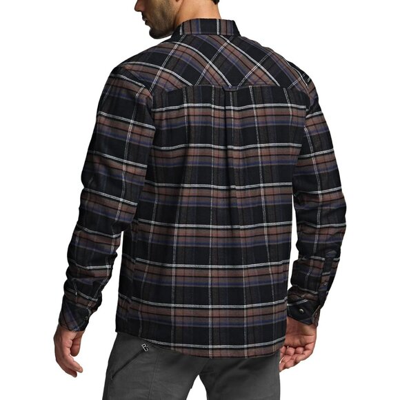 Mens Plaid Coal Miner Cotton Flannel Shirt Long Sleeve Casual Outdoor Plaid - Picture 3 of 9